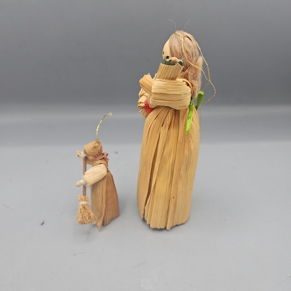 Vintage Corn Husk Doll Hanging Ornament Decor Handmade Fall Broom Harvest - Picture 4 of 11
